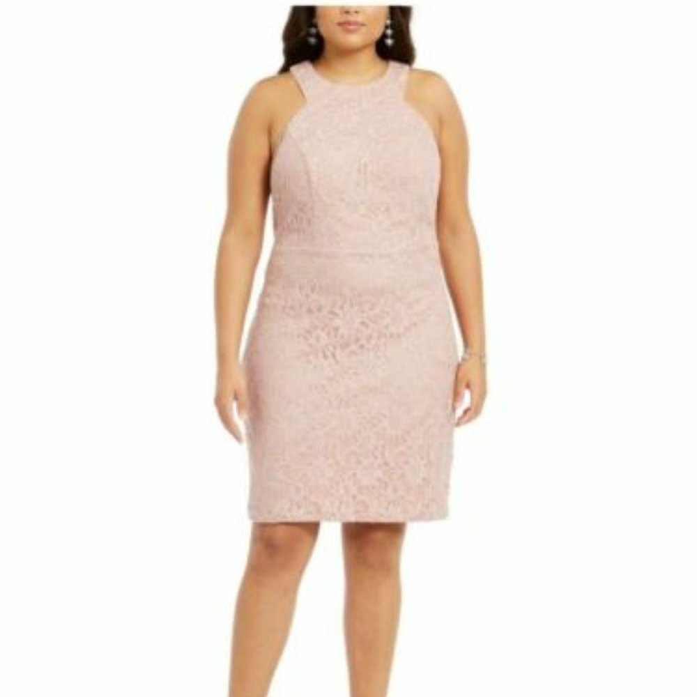 #9 - CITY STUDIO 20W Embellished Lace Bodycon Cocktail Dress Halter Neck Mauve
